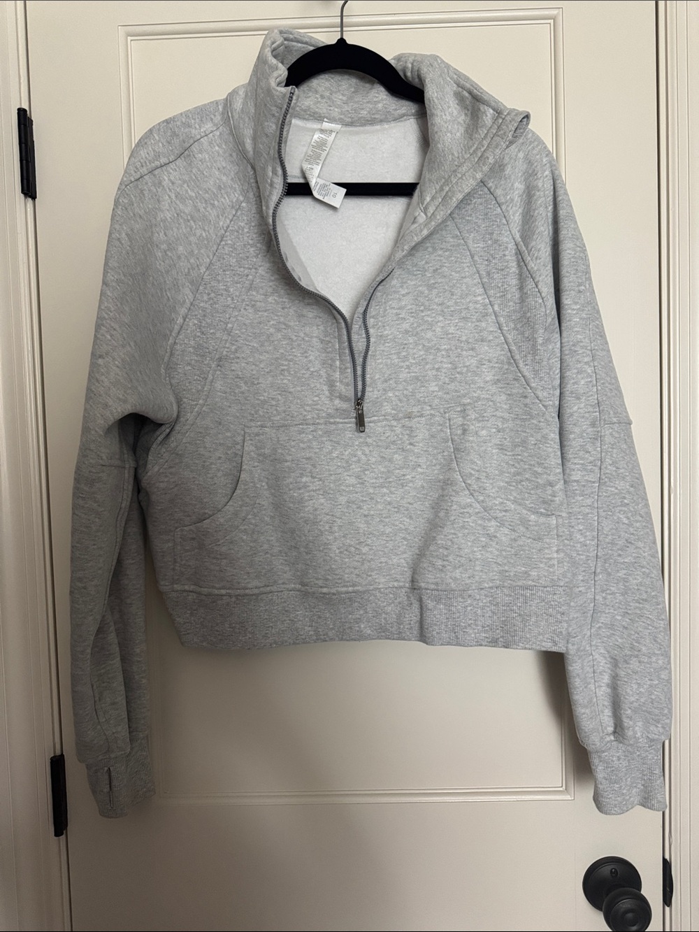 Women’s Light Gray Half-Zip Sweatshirt Top